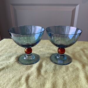 Mila International rainbow champagne dessert glasses goblets. Set of 2